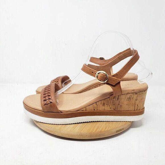 Crevo Sandals Womens 11 Vana Wedge Heel Platform Brown Leather Ankle Strap Shoes - Picture 6 of 15